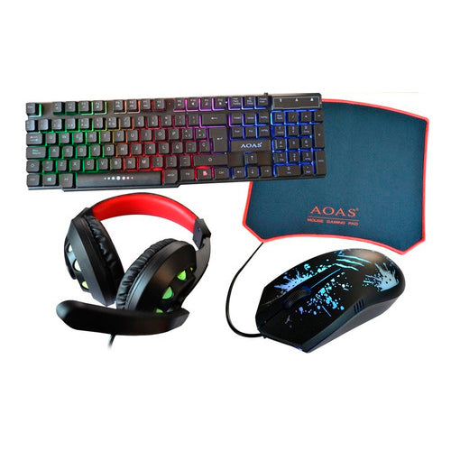 Combo 4 En 1 Gamer Teclado Luces Mouse