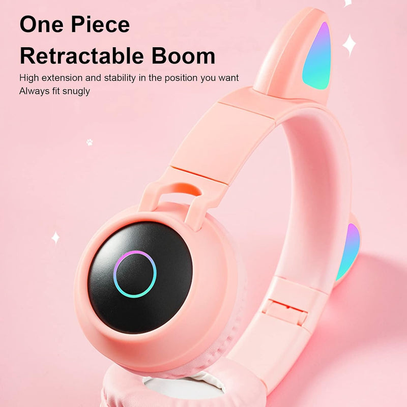 Audífonos Bluetooth con Orejas de Gato y Luces LED