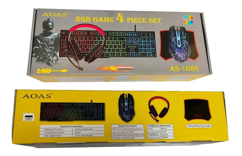 Combo 4 En 1 Gamer Teclado Luces Mouse