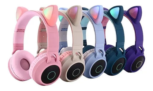 Audífonos Bluetooth con Orejas de Gato y Luces LED