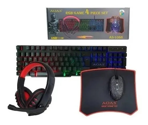 Combo 4 En 1 Gamer Teclado Luces Mouse