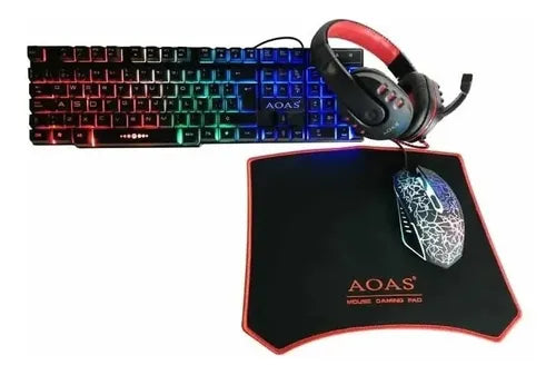 Combo 4 En 1 Gamer Teclado Luces Mouse